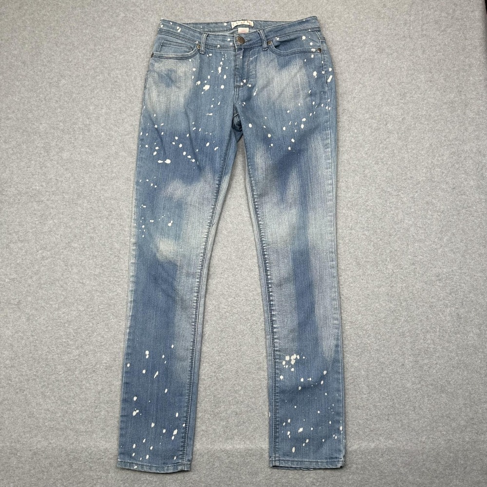 OP Jeans Womens 9 Blue Straight‎ Leg Paint Splatter Distressed Y2k Surf Style